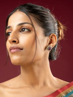 VIRAASI - Elegant Lavendra Crystal Round Stud Earrings