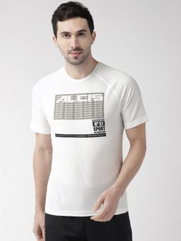 Alcis - Men White Printed Round Neck T-shirt