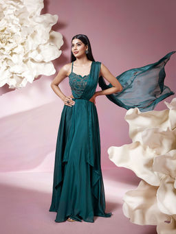 Qunic - Teal Green Whisper Gown