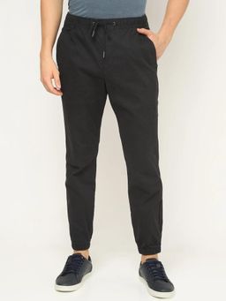 GAP - Men Black Cotton Regular Fit Solid Casual Trouser