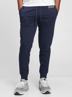 GAP - Men Navy Blue Cotton Blend Regular Fit Graphic Casual Trouser