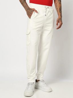 GAP - Men Off White Cotton Regular Fit Solid Casual Trouser