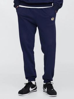 GAP - Men Navy Blue Cotton Regular Fit Solid Casual Trouser