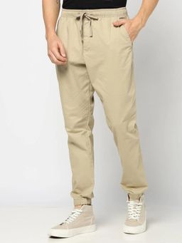 GAP - Men Beige Cotton Regular Fit Solid Casual Trouser