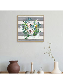 HomeTown - Simon Floral Glossy Mdf Print Painting, Multicolor 30X30Cm