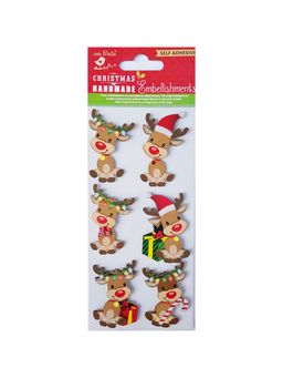 Little Birdie - Christmas Glitter Embellishment Shimmer Reindeer (Pack of 2)