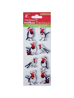 Little Birdie - Christmas Glitter Embellishments Christmas Robin 8 Peaces (Pack of 2)