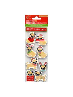 Little Birdie - Christmas Glitter Embellishment Pugs(Pack of 2)