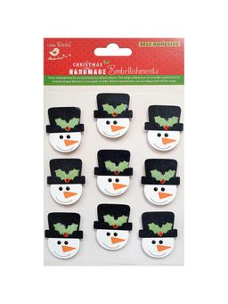 Little Birdie - Christmas Glitter Embellishments Snowman (Pack of 3)
