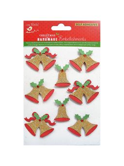 Little Birdie - Christmas Glitter Embellishments Bells(Pack of 3)