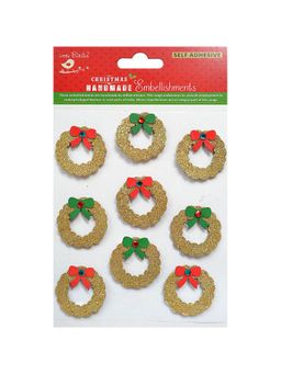 Little Birdie - Christmas Glitter Embellishments Wreath(Pack of 3)