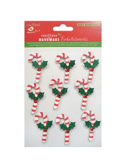 Little Birdie - Christmas Embellishments Candy Cane (Pack of 3)