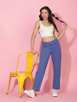 Belliskey - Women Solid Mid Rise Straight Fit Blue Denim Jeans