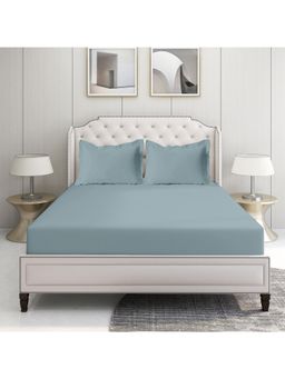 LANE LINEN - 500TC 100% Cotton Urban Chic Super King Bedsheet with 2 Pillow Covers - Blue