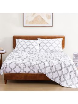 LANE LINEN - 100% Organic Cotton Fitted Bedsheet with Pillow Covers - White