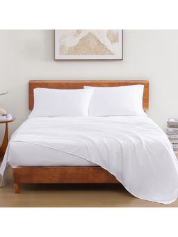 LANE LINEN - 100% Organic Cotton Fitted Bedsheet with Pillow Covers - White