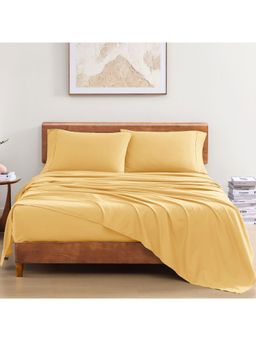 LANE LINEN - 100% Organic Cotton Bedsheet with Pillow Cover - Orange