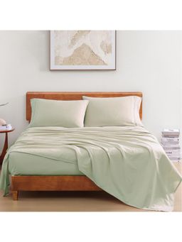 LANE LINEN - 100% Organic Cotton Bedsheet with Pillow Cover - Green