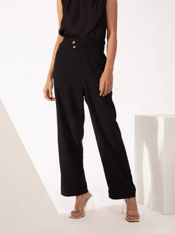 Twenty Dresses by Nykaa Fashion - Work Black Solid Straight Pants