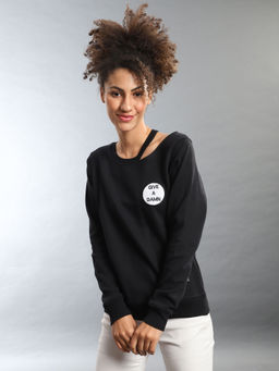 Campus Sutra - Black Women Solid Stylish Casual Sweatshirts