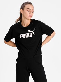 Puma - Essentials Logo Relaxed Fit Womens Black Cropped T-shirt