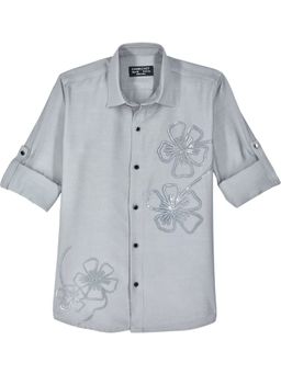 CHARCHIT - Grey Boys Full Sleeves Embellished Shirt