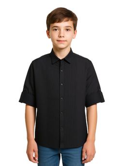 CHARCHIT - Black Boys Full Sleeves Solid Shirt