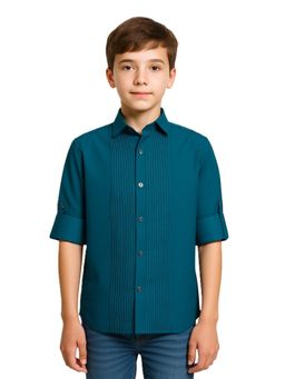CHARCHIT - Teal Boys Full Sleeves Solid Shirt