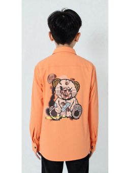 CAVIO - Orange Boys Full Sleeves Graphic Printed Shirt