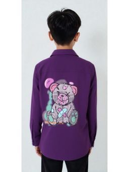 CAVIO - Purple Boys Full Sleeves Graphic Printed Shirt