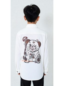 CAVIO - White Boys Full Sleeves Graphic Printed Shirt