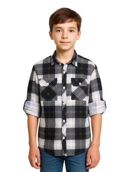 CAVIO - Green Boys Full Sleeves Checked Shirt