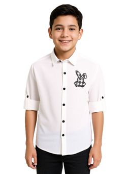 CAVIO - White Boys Full Sleeves Graphic Printed Shirt