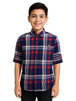 CAVIO - Red Boys Full Sleeves Checked Shirt