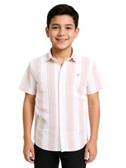 CAVIO - Peach Boys Half Sleeves Striped Shirt