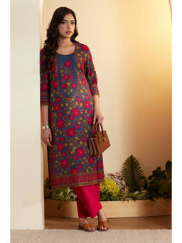Biba - Blue Paisley Round Neck Kurta