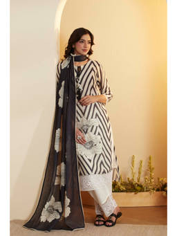Biba - Black Embroidered Round Neck Kurta Pant with Dupatta
