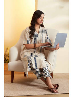 Biba - Yellow Printed V-Neck Kurta & Pant