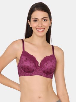Zivame - Rose Blush Vows Padded Wired 3/4Th Coverage Lace Bra - Rhododendron
