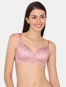 Zivame - Rose Blush Vows Padded Wired 3/4Th Coverage Lace Bra - Rose Tan
