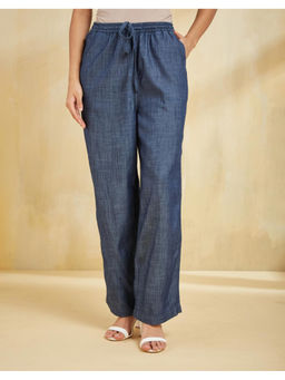 Fabindia - Blue Cotton Straight Casual Pant