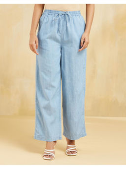 Fabindia - Light Blue Cotton Straight Casual Pant