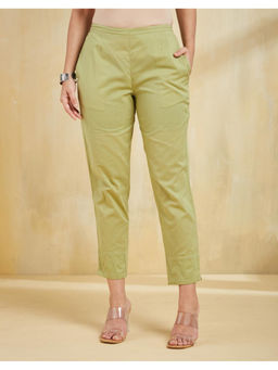 Fabindia - Green Cotton Pintucks Ethnic Pant