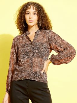 ANVI Be Yourself - Women Brown Cheetah Printed Top