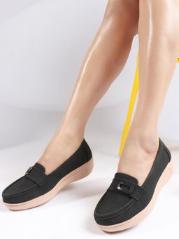 Gahan - Classic Loafers with Comfortable Cushioned Sole and Stylish Buckle Design - Black