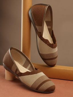 Gahan - Stylish Knitted Ballerina Flats for Women - Brown