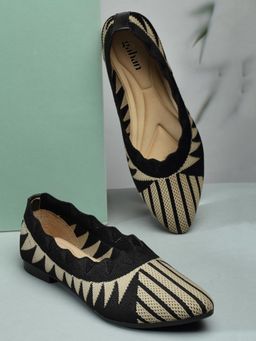 Gahan - Trendy Knitted Ballerina Flats for Women - Black