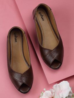 Gahan - Elegant Peep-Toe Wedge Heels for Women - Brown