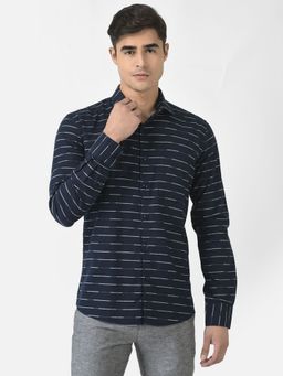 CRIMSOUNE CLUB - Men Navy Blue Shirt In Pure Cotton