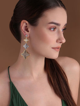 Shaze - Gold Rhodium-Plated American Diamond Starfish Drop & Dangle Earrings For Women